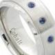 9MM Men's Women His Hers Wedding Engagement Band Brushed Center Cobalt Ring three 0.05ct BLUE SAPPHIRE Stones Polished Step Beveled Edge