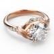 14K Rose Gold 2.00 CT Diamond Ring,unique engagement ring,Gold Leaf ring,Wedding Rings,Promise Rings,Ladys Jewelry,Engagment Rings