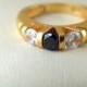 Triple Stone Filled Ring -  Birthstone Ring - Personalized Ring - Dainty Ring - Couple Ring - Couples Rings - Birthstone Ring