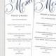 Wedding menu template navy blue wedding menu DIY wedding menu template "Parfumerie" navy digital printable menu -EDITABLE instant download