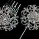 Crystal Bridal Hair Comb, Flower Hair Jewelry, Rhînestone Bobby Pin, Floral Headpiece, LUX