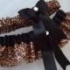 Leopard Print And Black Ribbon Garter Set/Black and animal print garter set/
