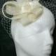 Ivory Cream Veil Sinamay Loop & Pearl Bridal Wedding Fascinator Mini Hat - Custom Made to Order