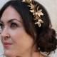 gold Headpiece, velvet headband, headdress with gold, hair headband, vintage headpiece,gold leaf crown, gold fascinator wedding