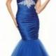 Mermaid Strap Tulle Blue Long Prom Dresses Trend In Finland
