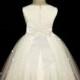 Ivory Rosebud Flower girl dress tiebow sash pageant wedding bridal recital tulle bridesmaid toddler 12-18m 2 4 6 8 10 