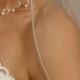Soft and Sheer wedding veil. Elbow length Crystal edging wedding veil - 30" long Rhinestones edging bridal veil.