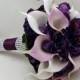 Calla Lily Hydrangea Bridesmaid Bouquet Lavender White Purple Real Touch Calla Lily Hydrangea Wedding Flower Bouquet