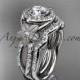 platinum diamond floral wedding ring, engagement set ADLR127S