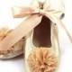 Gold ballet flats, flower girl shoes, baby wedding shoes, baby shower gift, birthday shoes, baby and toddler girl shoes, leather shoes