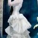 Steampunk Edwardian Wedding Dress - Elegant in Ivory - Victorian Bustle Gown Silk- Sheer Sleeves High Neck  - Custom to Order