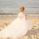 Pink Tulle Tutu Flower Girl Dress with optional Detachable White Tulle Train for Weddings, Flower Girls, Birthday, Photography