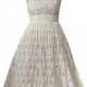1950s delicate lace vintage tea length wedding dress