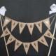 Just Married Wedding cake topper, cake banner with burlap /hessian mini cake bunting, cake flags for rustic wedding, hessian wedding
