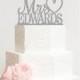 Mr and Mrs Glitter Wedding Cake Topper Stacked Design with YOUR Last Name - PERFECT for Long Last Names!! - 0174