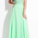 2015 Strapless Purple Green Crystals Chiffon Ruched Floor Length