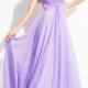 2015 Straps Crystals Open Back Tulle Chiffon Ruched Lilac Floor Length