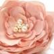 Peach Bridal Flower Hair clip, Peach Wedding Hair Accessory, Peach Fascinator, Peach Bridal Head Piece