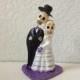 Light Purple Till Death Do Us Part Skeleton Bride and Groom Cake Topper - Halloween, Wedding, Engagment Party, Day of the Dead