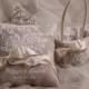 Flower Girl Basket & Ring Bearer Pillow Set, Shabby Chic Natural Linen, Embriodery Names