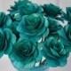 Teal Wooden Roses  - Two Dozens  with Wire Stem - 2 inches diameter