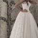 40% Off Princes, Romantic, Elegant White/Ivory Lace Wedding Dress with Train, Designer Gown that Features Illusion Neckline, A Line, Buy 036