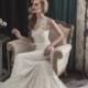 40% Off Elegant, White/Ivory Wedding Dress with a Train, Lace Up Wedding Gown Features Floral See Through Illusion Neckline 001