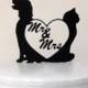 Wedding Cake Topper - Dog and Cat with Mr and Mrs