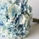 Blue Hydrangea Bouquet, Silk Wedding Flowers, Bridesmaid Bouquet, Rustic Wedding, Vintage Wedding, Bridal Bouquet, Bride, Bridesmade