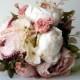 Blush Peony Bridal Bouquet, Silk Wedding Flowers, Vintage Wedding, Rustic Wedding, Shabby Chic Wedding, Bride, Bridesmade