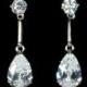Sterling Silver Cubic Zirconia Crystal Drop Earrings,Bridal Earrings, Real Silver, Dangle Earrings,Gifts for Her