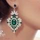 Emerald green bridal earrings green rhinestone earrings green crystal bridal earrings emerald green wedding jewelry emerald earrings  1181G