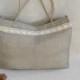 Natural Linen Lace Gift Tote Bag, Burlap Bridesmaid Custom Bag, Wedding Shabby chic Accessories, Medium Rustic Gift Bag 12" x 9" x 2.5"