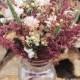 SHABBY and RUSTIC Bridesmaid Dried Flower Bouquet - Burgundy and Burlap Country Wedding