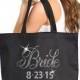 Flirty Bride Tote: Personalized Black Bride Tote, Custom Bride Bag, Wedding Date Tote, Caryall