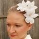 White fascinator, orchid headband, white headdress, bridal fascinator, orchid headpiece, winter bride