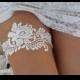 NINA Style- SALE- Wedding Garter, Bridal Garter, Wedding Lace Garter, Ivory Garter, Vintage Style Garter, Crochet Garter