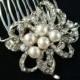Vintage Style Pearl and Rhinestone Hair Comb /  wedding hair comb bridal rhinestone hair comb pearl hair comb art deco