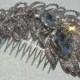 Swarovski PEACOCK WEDDING Hair Comb or Brooch / AURORA borealis crystal rhinestone / bridal rhinestone hair comb feather