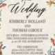 Brilliantly Wreathed - Signature White Wedding Invitations In Caramel Or Periwinkle 
