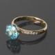 Topaz ring - Topaz gold ring - Blue topaz ring - Gemstone ring - Blue gemstone ring - Promise ring for her - Solitaire gold ring