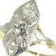 On Sale Triangle Diamond Engagement Ring - White yellow gold 18k ring old European cut diamond triangle diamonds Art Deco jewelry c1920