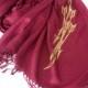 Arrows pashmina scarf. Large burgundy scarf. Silkscreened metallic gold print. Unisex.