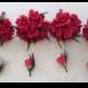 CUSTOM made to order Bridesmaid SiLK WeDDiNG Bouquets  Red Roses and Black Feathers Goth Wedding