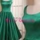 emerald green bridesmaid dress,vintage scoop neck short 50s bridesmaid dress, emerald green 50s prom dress, vintage prom dress