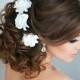 Bridal hair flower roses - set of 3, Wedding hair flower, Bridal flower pins, Bridal flower clip, rose hair clip, Clay flower, Bridal rose