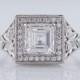 Antique Engagement Ring Art Deco Era 1.14ct Asscher Cut Diamond In Platinum