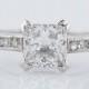 Art Deco Engagement Ring Antique 1.21ct Princess Cut Diamond in Platinum