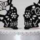 Day of the Dead Skulls, Wedding Cake Topper Silhouette, Lasered ACRYLIC Original Art