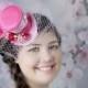 Pink Mini Top Hat, Bridal Hat, Mini Hats, Tea Party Hat, Mad Hatter Hat, Pink Fascinator,  Top Hat, Women Mini Top Hat, Women Fascinator